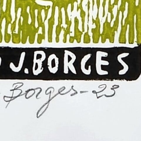 Xilogravura J. Borges: Faisao Dourado (P)