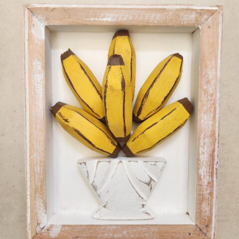 Quadro de madeira Banana Amarela P