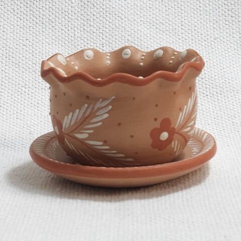 Vasinho de Cerâmica com Prato Jequitinhonha – Bege