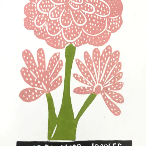 Xilogravura J. Borges: Flor do Amor Rosa (P)