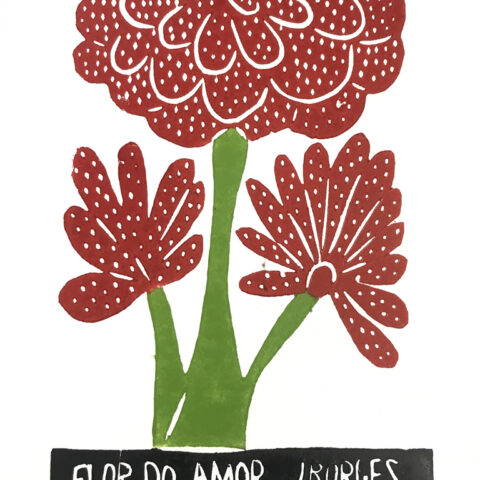 Xilogravura J. Borges: Flor do Amor Vermelha (P)