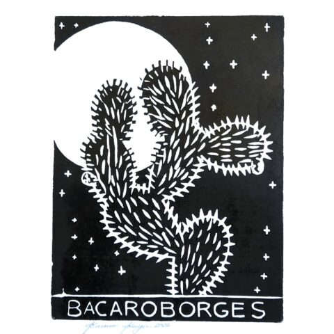 Xilogravura Bacaro Borges: Luar de Palma Preto (P)