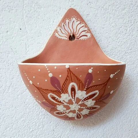 Vasinho de Parede Cerâmica Jequitinhonha P – Bege