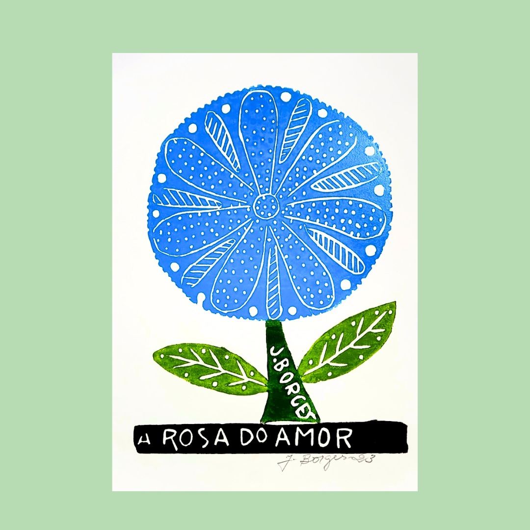 Xilogravura J. Borges: A Rosa do Amor (P) - Imaterial Artesanato