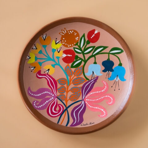 Prato de Barro com Pintura Botânica 28cm – Jasmin