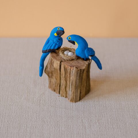 Casal de Pássaros no tronco – Arara Azul