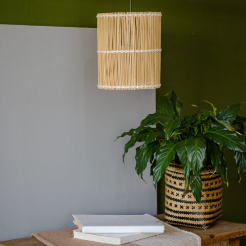 Luminária Pendente de Palha Natural – Tubinho (P)