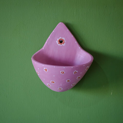 Vasinho de Parede Cerâmica Jequitinhonha G – Rosa