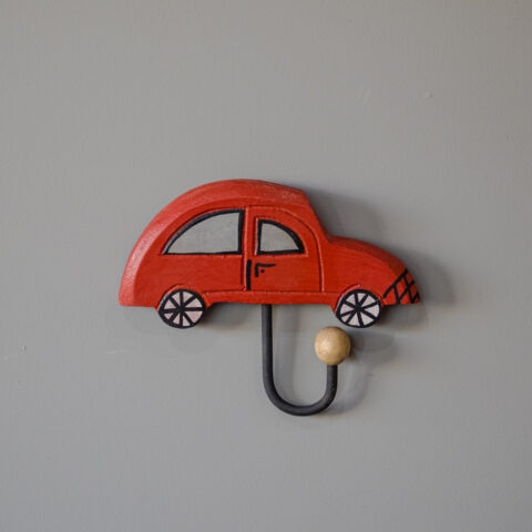 Gancho de Madeira para parede Carro Vermelho