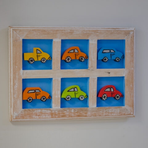Quadro de madeira Carrinhos
