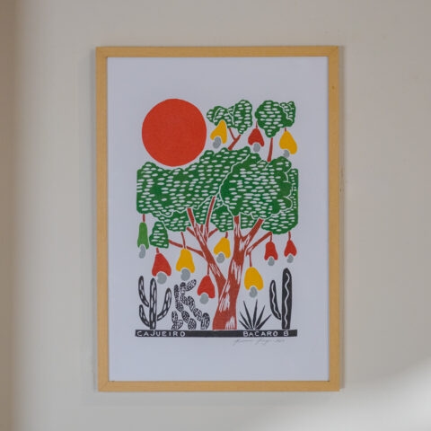 Quadro Xilogravura Bacaro Borges: Cajueiro (M)