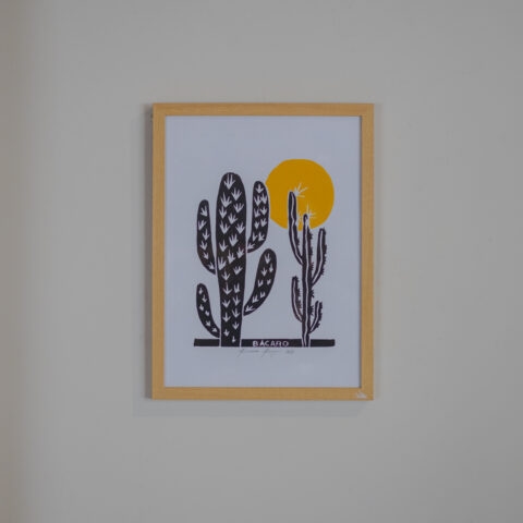 Quadro Xilogravura Bacaro Borges: Mandacaru 1 (P)