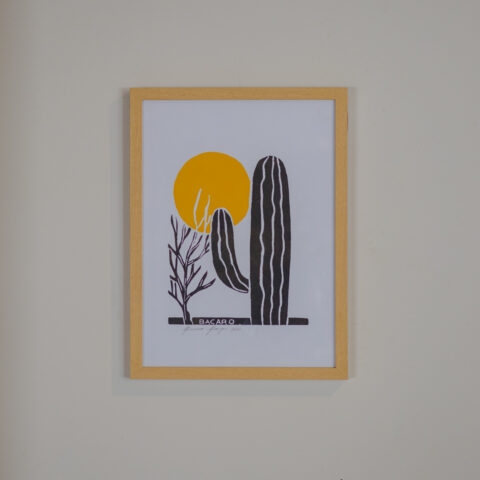 Quadro Xilogravura Bacaro Borges: Mandacaru 2 (P)