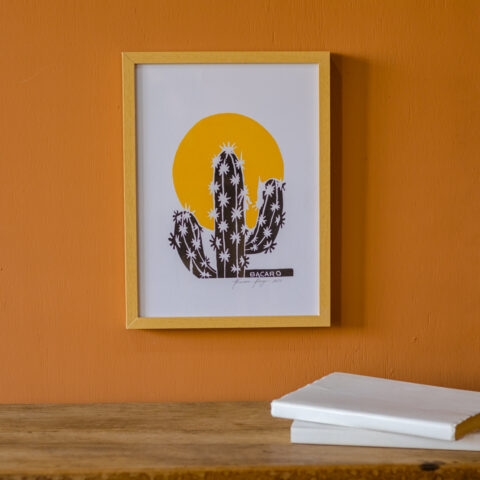 Quadro Xilogravura Bacaro Borges: Mandacaru (P)