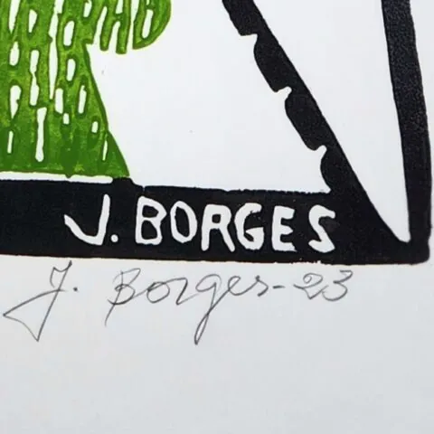 Xilogravura assinada por J. Borges: Sertão (M)
