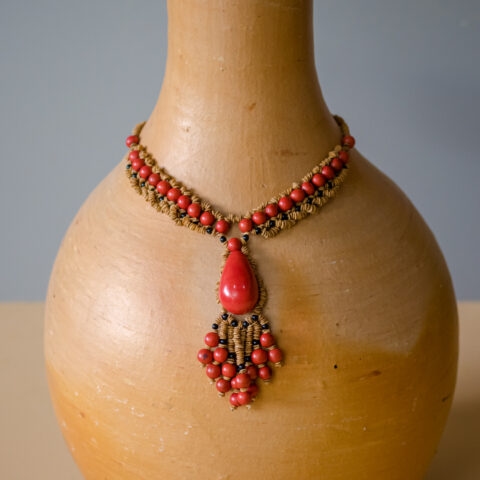 Colar Açaí e Pingente Jarina – Vermelho