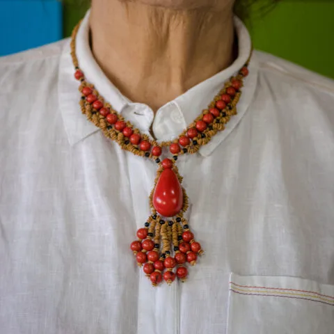 Colar Açaí e Pingente Jarina – Vermelho