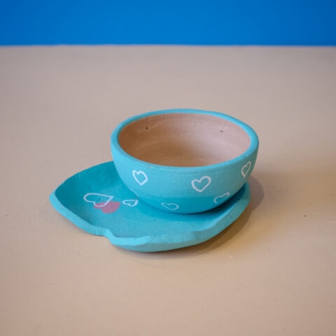 Conjunto Tigela Coração Cerâmica – Azul