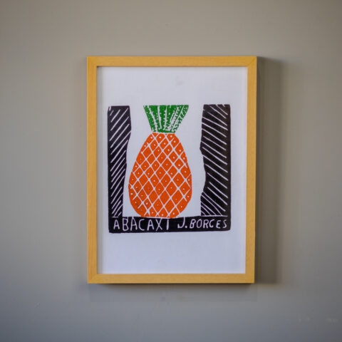 Quadro Xilogravura J. Borges: Abacaxi (P)