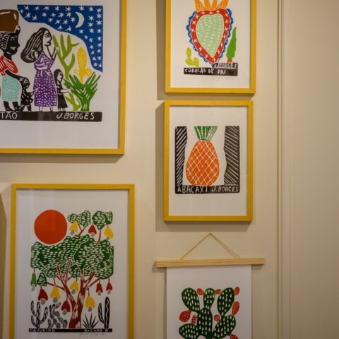 Quadro Xilogravura J. Borges: Abacaxi (P)