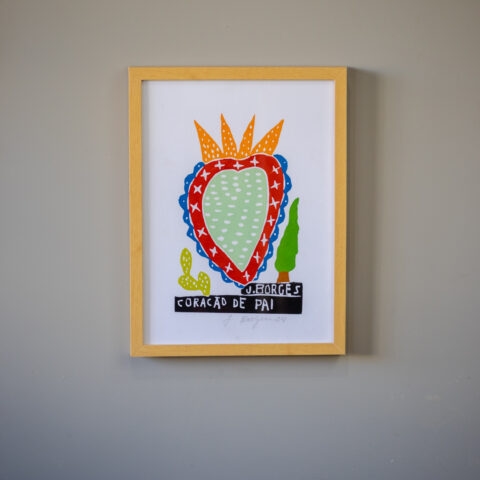 Quadro Xilogravura J. Borges: Coração de Pai (P)