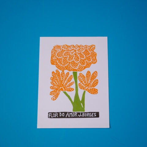 Xilogravura J. Borges: Flor do Amor Laranja (P)