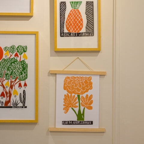 Xilogravura J. Borges: Flor do Amor Laranja (P)