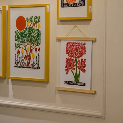 Xilogravura J. Borges: Flor do Amor Vermelha (P) - Imaterial