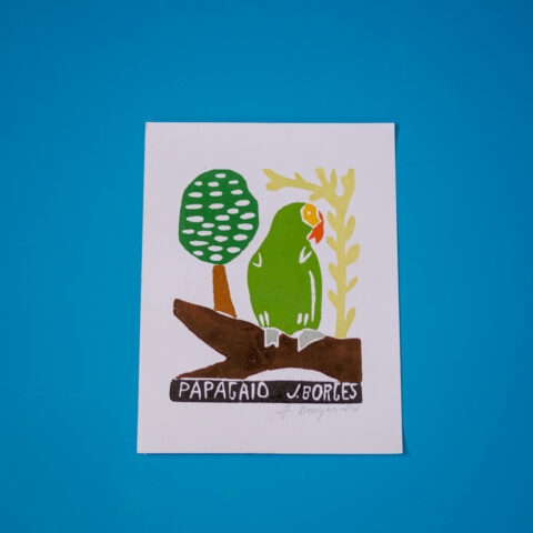Xilogravura assinada por J. Borges: Papagaio (P)