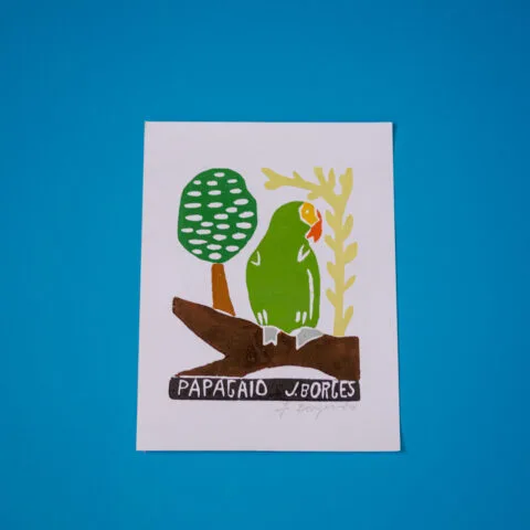 Xilogravura assinada por J. Borges: Papagaio (P)