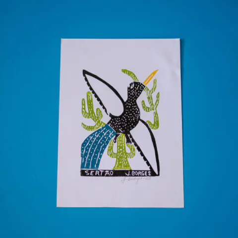 Xilogravura assinada por J. Borges: Sertão (M)