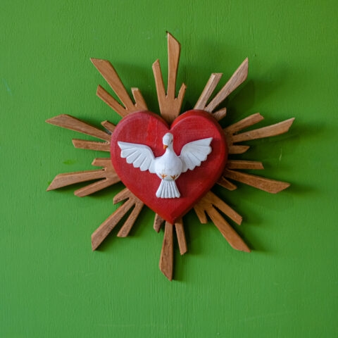 Coração Resplendor Vermelho madeira