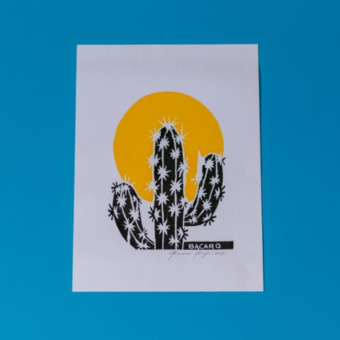 Xilogravura Bacaro Borges: Mandacaru Amarelo (P)