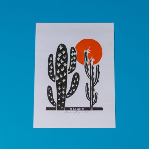 Xilogravura Bacaro Borges: Mandacaru Amarelo (P)