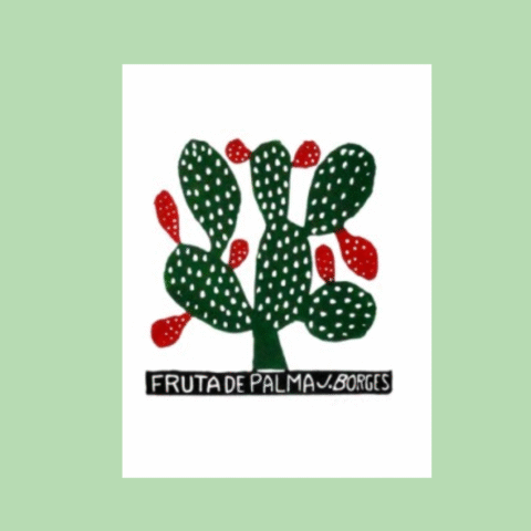 Xilogravura assinada por J. Borges: Fruta de Palma (P)