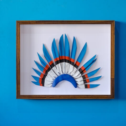 Quadro cocar madeira – Azul