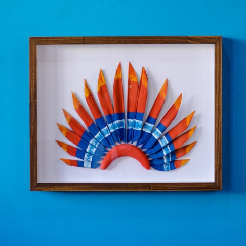 Quadro cocar madeira – Laranja