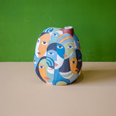 Vaso de Cerâmica Jan Araújo Faces