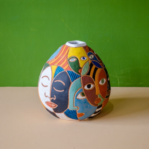 Vaso de Cerâmica Jan Araújo Rostos