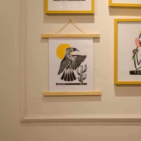 Xilogravura Bacaro Borges: Carcará Amarelo (P)