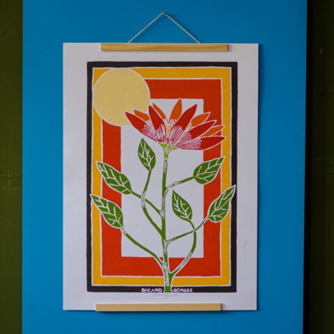 Xilogravura Bacaro Borges: Flor de Tangerina (G)