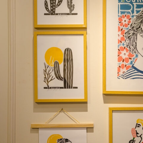 Xilogravura Bacaro Borges: Mandacaru Amarelo 1 (P)