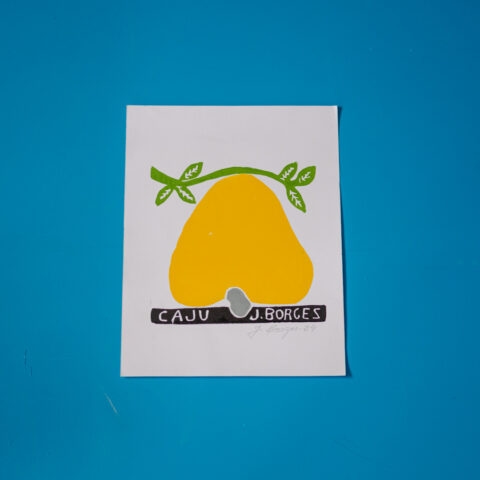 Xilogravura assinada por J. Borges: Caju Amarelo (P)