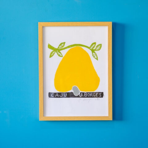 Quadro Xilogravura J. Borges: Caju Amarelo (P)