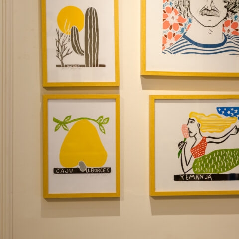 Quadro Xilogravura J. Borges: Caju Amarelo (P)