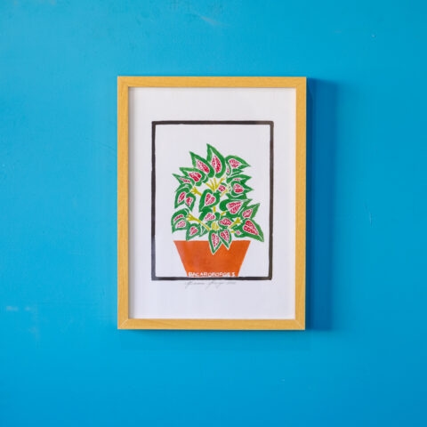 Quadro Xilogravura Bacaro Borges: Pé de Coração (P)