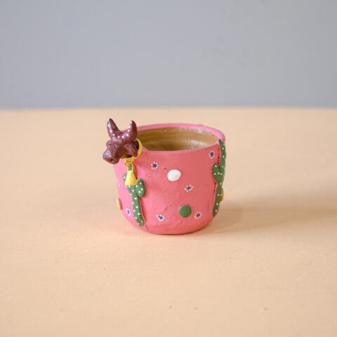 Vasinho de Cerâmica Boi Bumbá Leonildo – Rosa