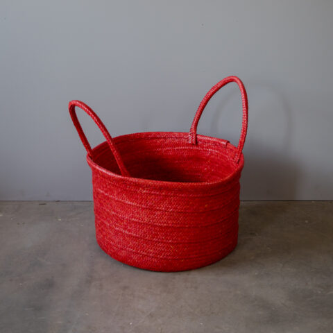 Cesto Redondo de Palha – Vermelho