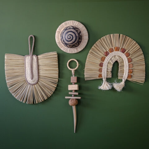 Leque Decorativo Palha e Corda – Marrom