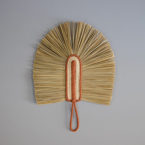 Leque Decorativo Palha e Corda – Terracota